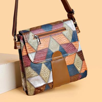 Çok katmanlı çapraz askılı çanta  büyük kapasiteli  sarkaç omuz çantası  retro patchwork  kontrast anne  çok yönlü  günlük  yeni