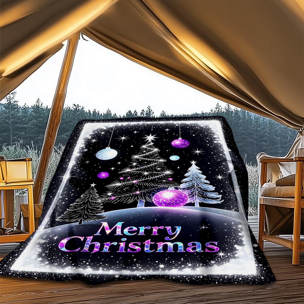 1pc Christmas Decorations Outdoor Soft Polyester Flannel Throw Blanket Versatile for All Seasons , Soft , Cozy , Warm All Season Quilted Throw ,