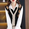 Sweater Vest 2023 Autumn/Winter New Vest Women Contrast V-Neck Sleeveless Sweater Loose Contrast Sweater Vest Pullover Female