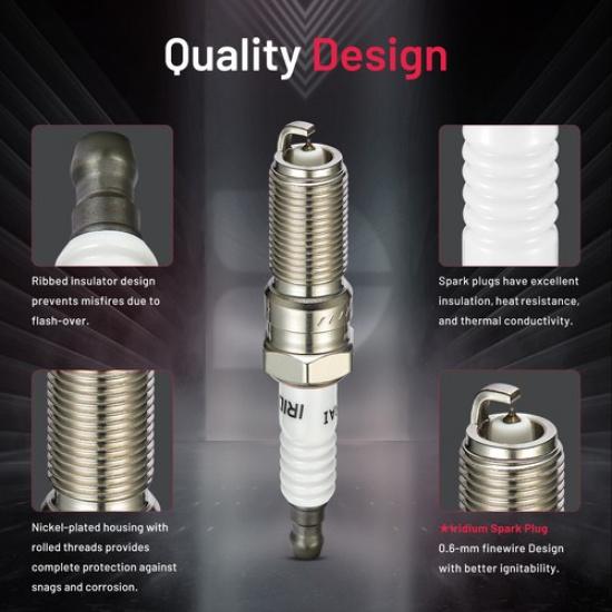 6509 Set Of 4 Iridium Spark Plugs For 2011-2015 Ford Fiesta