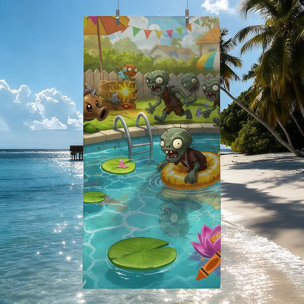 P-Plants vs. Z-Zombies Summer pool Towel Quick Drying Beach Towels Are Suitable For Swimming Pools Camping Yoga And The Gym