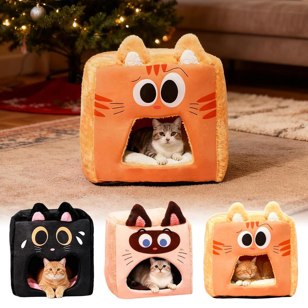 Indoor Cat House Plush Pet Sleeping Tent Indoor Cat Soft Sleep Bed For Living Room Home Apartment Farmhouse Garage Winter Warmth