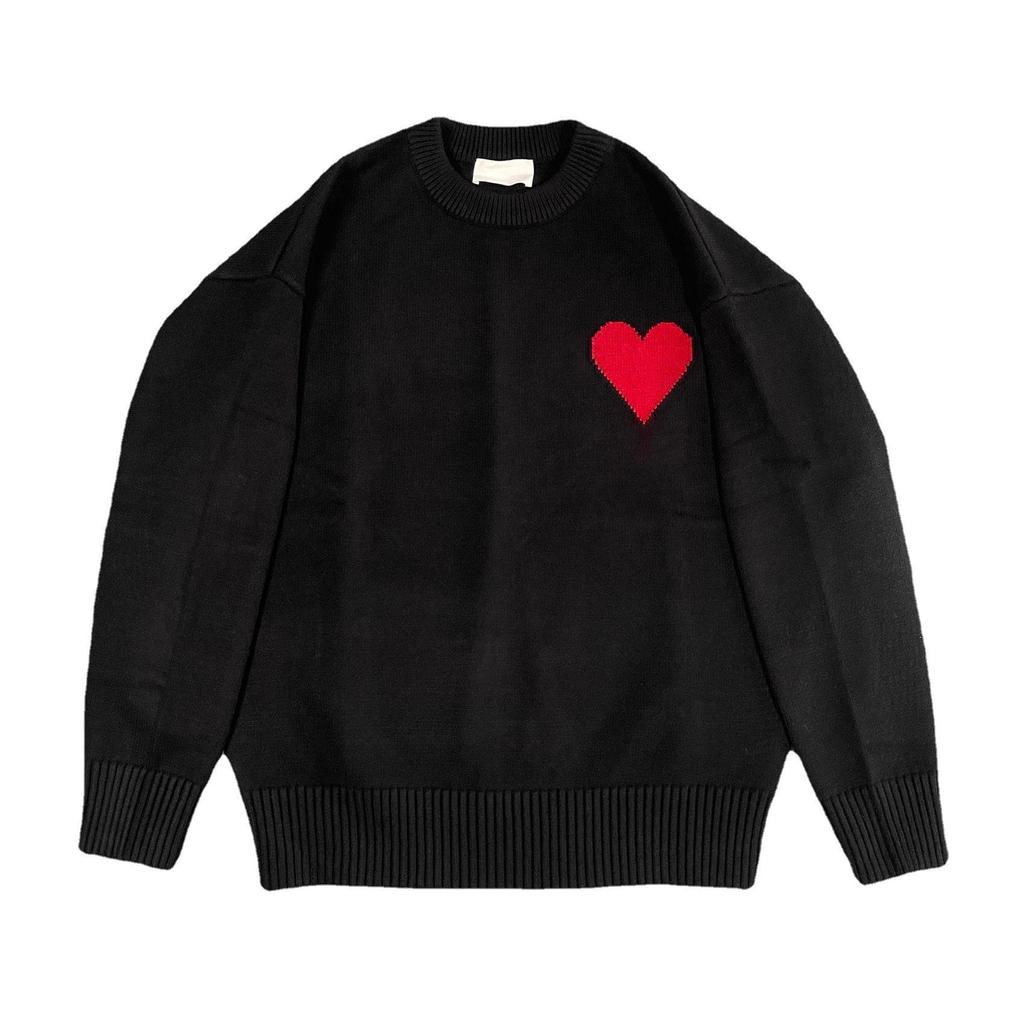 AMI 2024 Autumn/Winter Macaron Love Jacquard Unisex Thick Knit Sweater