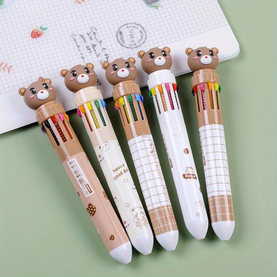 Back to school season 10pcs 0.7mm Creative Bear shape Multiple colors ballpoint pen, Cute stationery colorful ballpoint pen School Creative Stationery