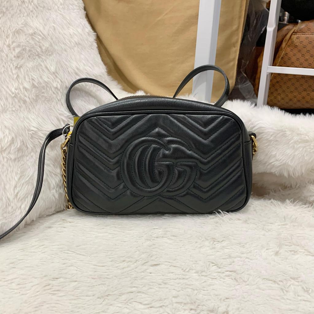 [Pre-Owned] Gucci GG Marmont Small Matelassé Shoulder Bag 'Black' - Very Good #1WG2CTN