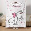 Custom 1pc Pink Hearts Cats Blanket, Soft And Comfortable Blanket, Casual Warm, Camping Travel Blanket, Birthday Gift Q910113