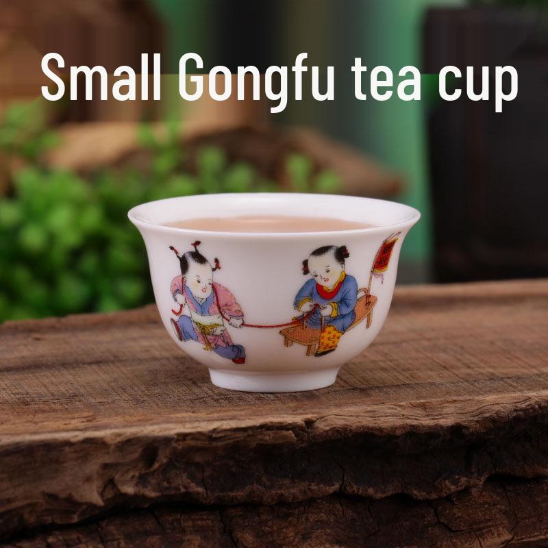 Chaoshan Miniature Ceramic Gongfu Tea Tasting Cup Set Blue Rose Tea Cup