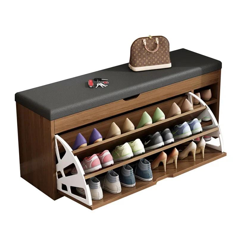 Nordic Wood Shoe Cabinet Home Door Shoe Changing Stool for Living Room Furniture Modern Simple Bench Storage Shoe Rack Organizer