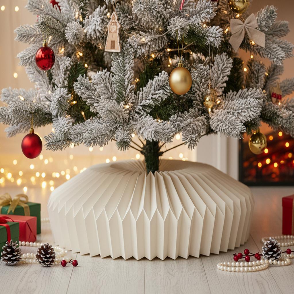 Honeycomb Modern Christmas Tree Skirt 60cm-70cm Diameter Indoor Christmas Tree Base for Xmas New Year Holiday