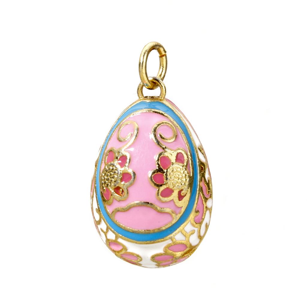 1 Piece Brass Easter Day Series Charms For Jewelry Making 18K Gold Plated Flower Faberge Egg Pendant DIY Findings 28mm x 15.5mm