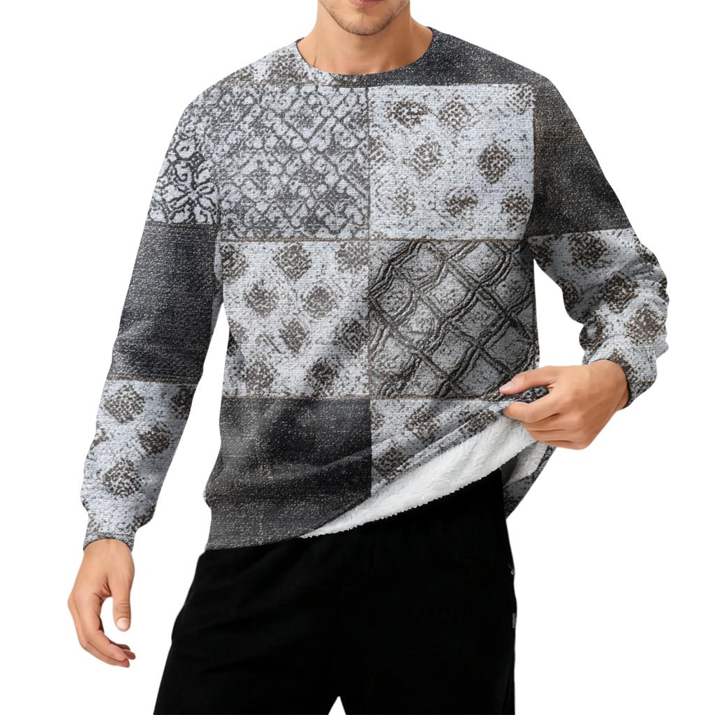 Herren Rundhals Fleecegefüttert Dick Warm Sweatshirt