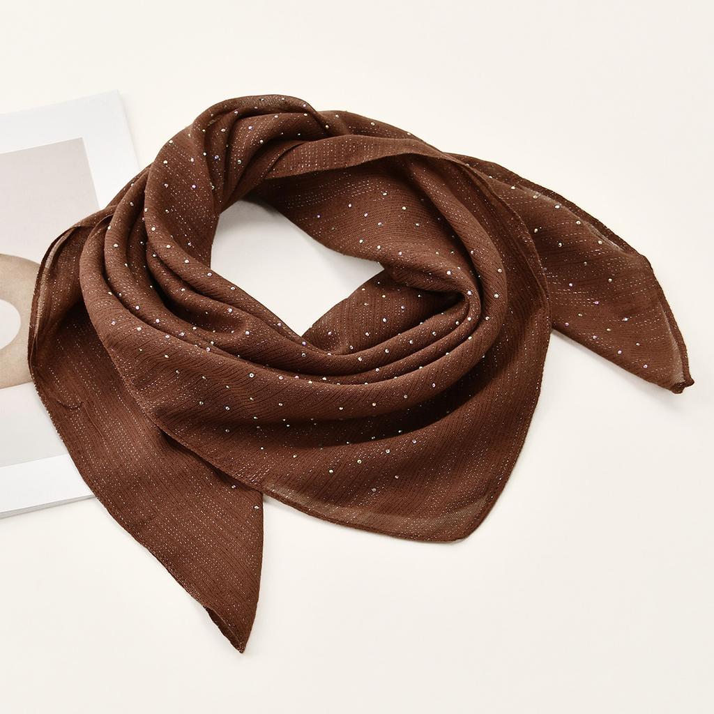 Muslim Square Rhinestones Glitter Shimmer Hijab Scarf Shawl Solid Headscarf Wraps Islamic Turban Headbands