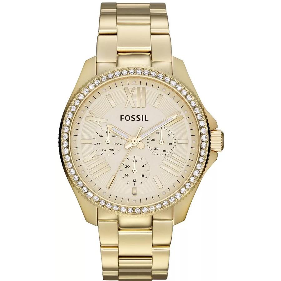 

Fossil Ladies Quartz Watch - 42mm Gold Dial & Genuine Leather Strap, 50M Water Resistance AM4482