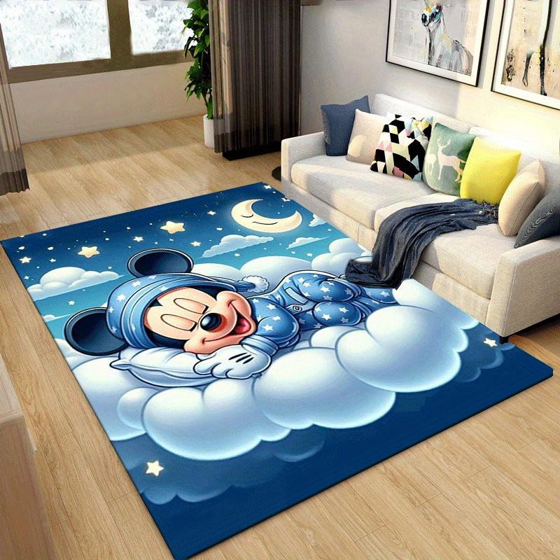 1pc Good Night Mickey Pattern Area Rug Soft Flannel Floor Mat for Living Room,Office,Bedroom and Carpet,Sofa Coffee Table Floor Mat