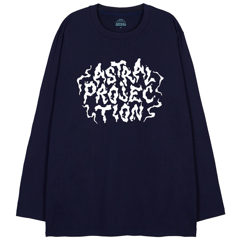 Astral Projection Hayes Lettering Oversized Long Sleeve T-Shirt_Navy L