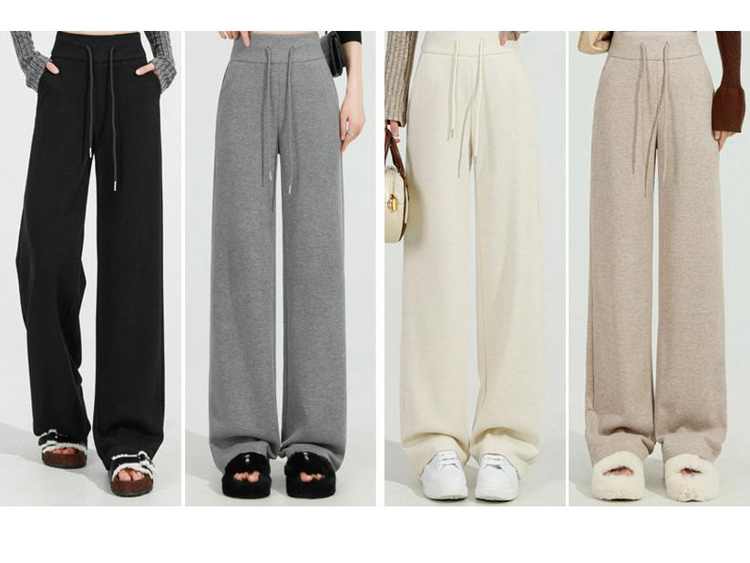 Kalhoty dámské s vysokým pasem a širokými nohavicemi v barvě mléčného čaje - Zeštíhlující a stylové pro podzim/zimu 2025