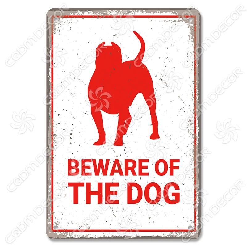 Varning för Hund Varningsskylt Plåtskylt Metallplatta Varning Fara Hundar Vintage Poster Metallplakett Trädgård Bakgård Gård Hem Väggdekor