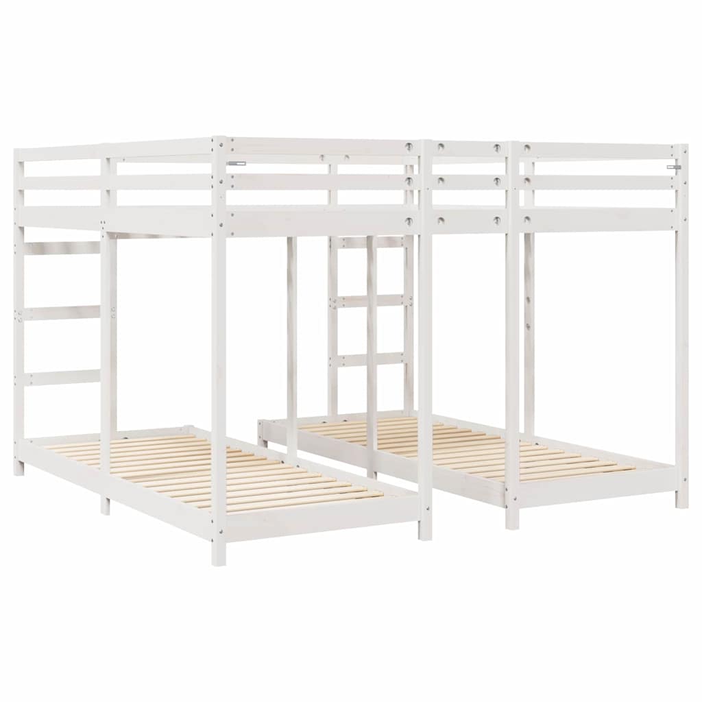 Triple Deck Bunk Bed Frame White 200 X 200 Cm