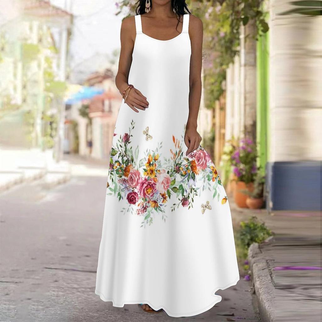 Women's Slip Dress Maxi Long Dress Butterfly Print Stitching Print Dress Spring & Summer Leisure Vacation
