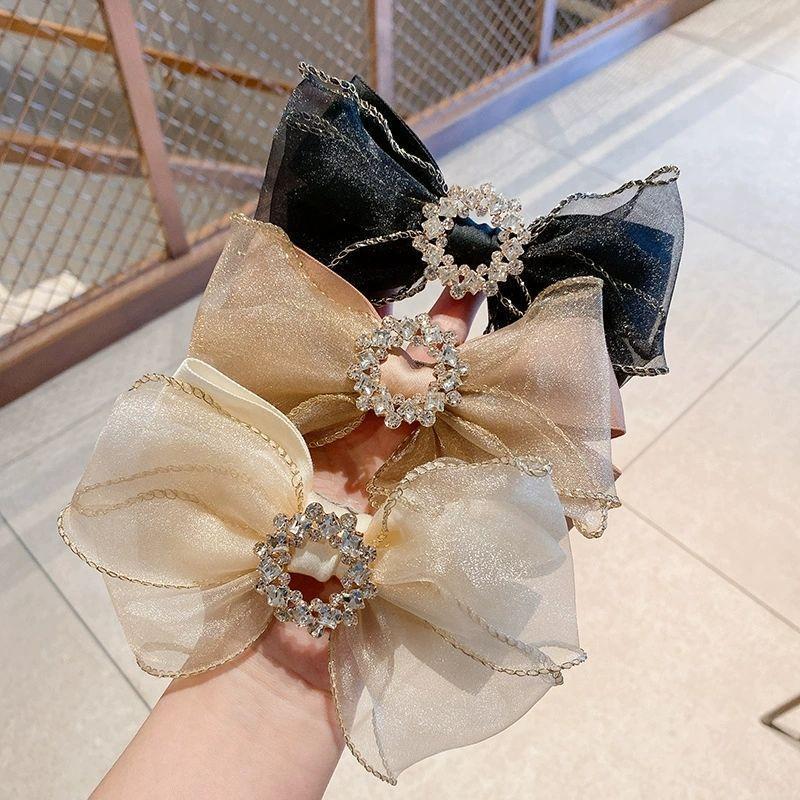Fermaglio per capelli a fiocco con strass in organza alla moda per acconciature sulla nuca Fermaglio Eleganti Accessori per Capelli per Donne