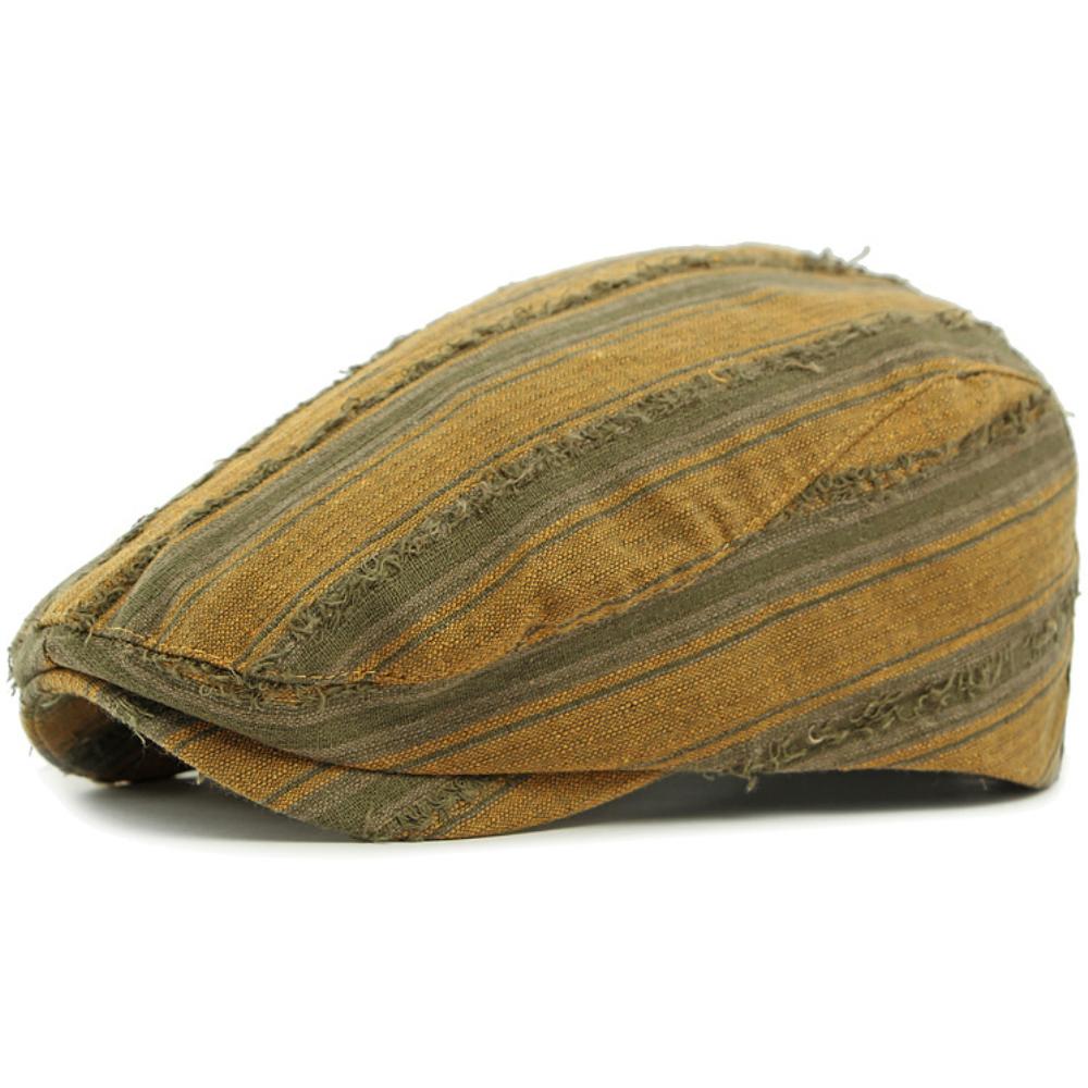 HT4785 Baskenmütze Herren Damen Frühling Sommer Sonnenhut Vintage Gestreift Künstler Maler Baskenmütze Männlich Weiblich Efeu Flache Kappe Herren Baskenmützen