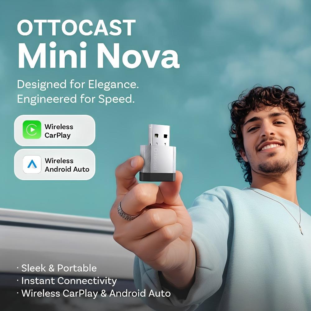 

2026 НОВЫЙ OTTOCAST 2-в-1 MINI NOVA Проводной на Беспроводной Адаптер CarPlay Android Auto Plug and Play