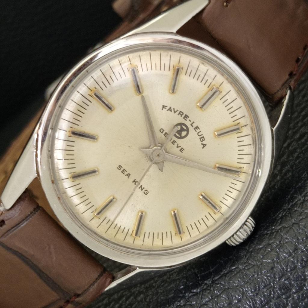 FAVRE LEUBA SEA KING HAND-WINDING VINTAGE SWISS MENS SIGN CASE WATCH a702032-5 R208-a702032