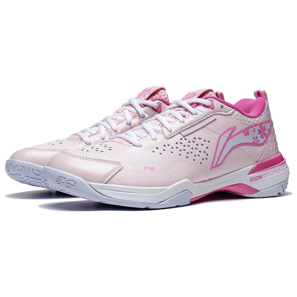 Li Ning Blade Pro Fabric Synthetic Leather Non-Slip Wear-Resistant Breathable Low-Top Badminton Shoes Unisex Sneaker Strawberry-Pink AYAT005-4