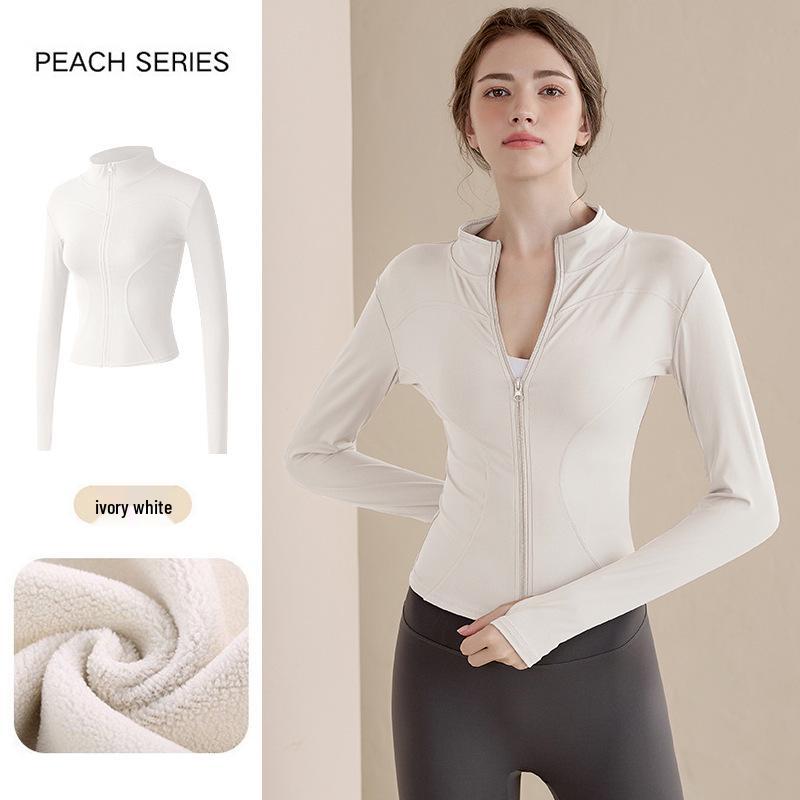 2025 Women's Velvet Winter Yoga Cardigan: Stand Collar, Zipper Sportswear, Warm Running Top