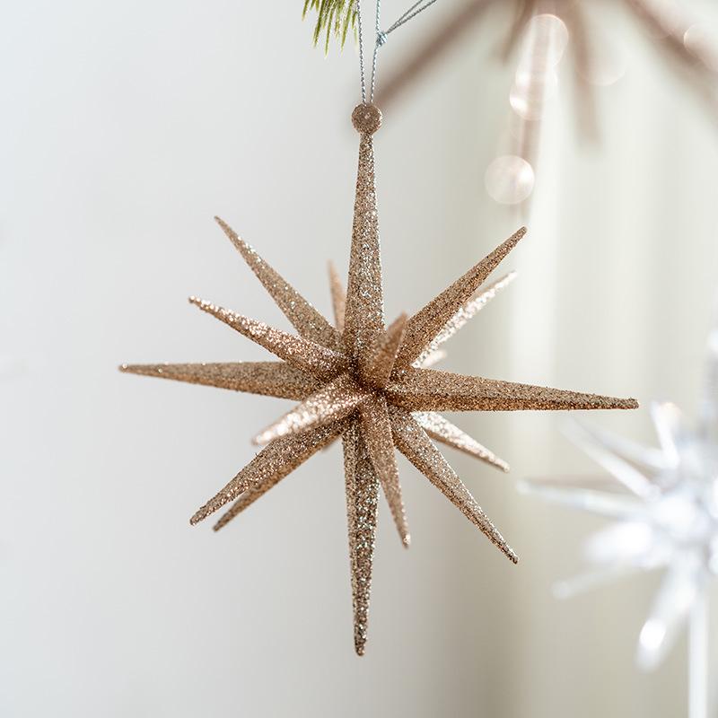 Champagne White Exploding Star Christmas Tree Ornament Hanging Decoration For Holiday Party Home Decor