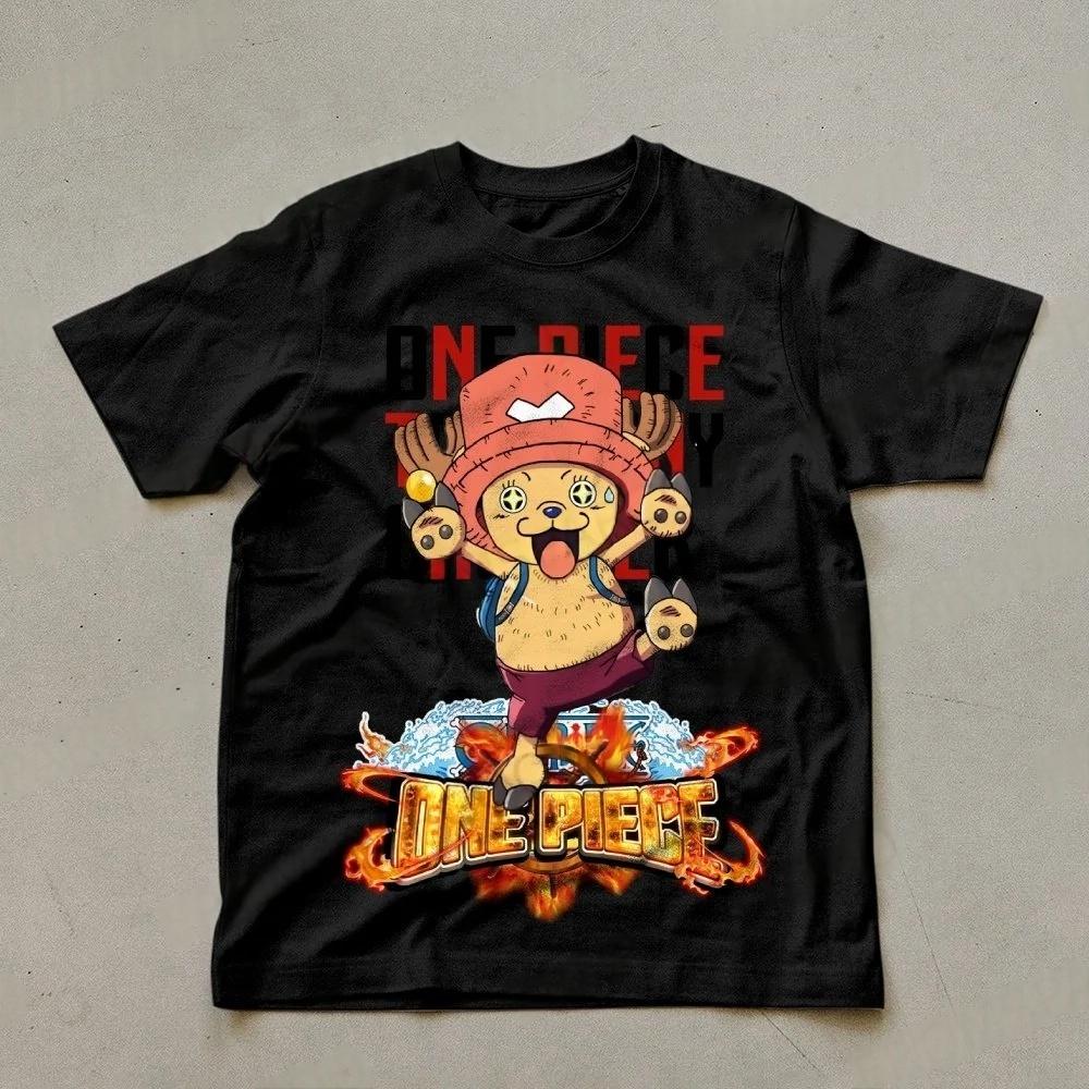 

One Piece Men s T-shirt Tony Tony Chopper Summer Anime Autumn Boys Children Short-sleeved Basic Hip-hop Parent-Child Outfit 4XL