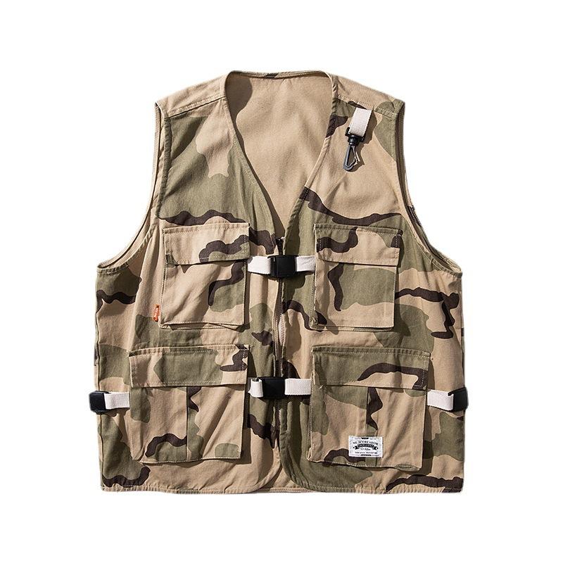 Nova primavera e outono colete masculino moda casual solto colete de trabalho masculino roupas de pesca