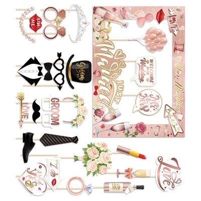 Wedding Party Photo Booth Props and Frame Funny Backdrop Decorations for Wedding Supplies and Fun Pictures Photography