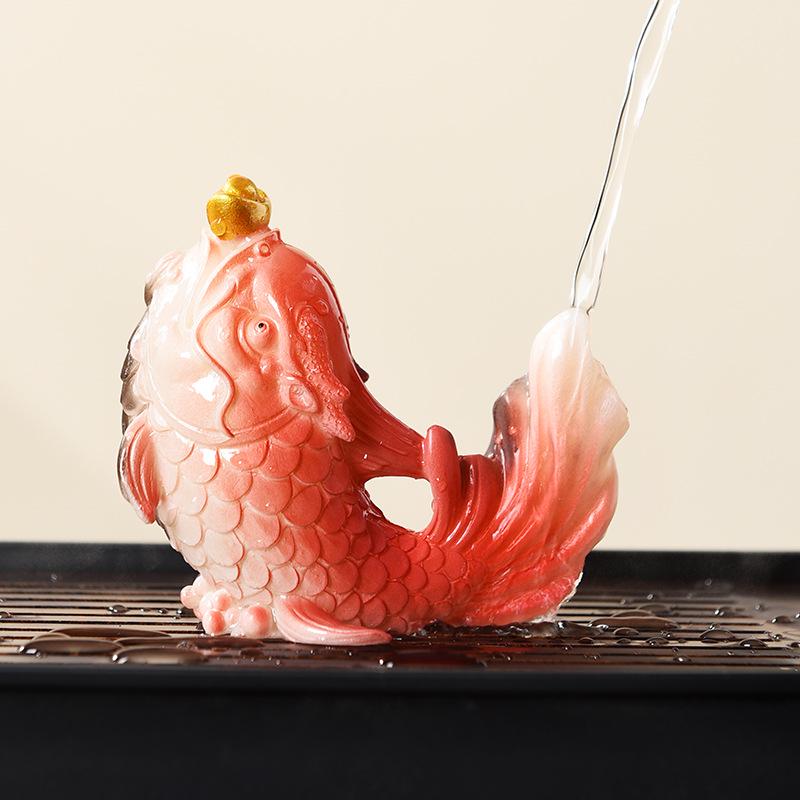 Lucky Golden Carp Color-Changing Tea Pet – High-End Ornament for Tea Tables