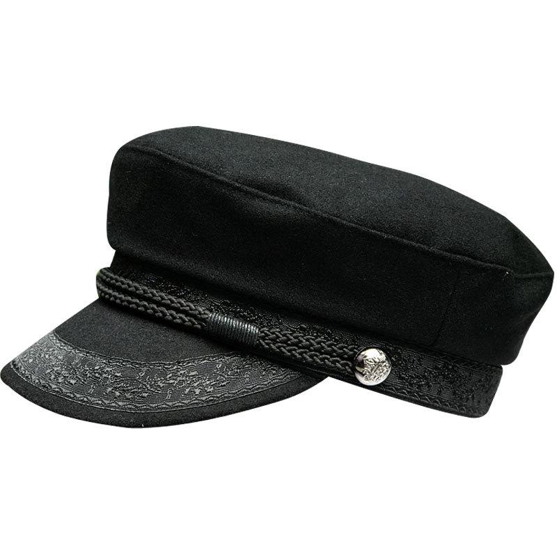 Hat Sky Versatile Cap Lace Octagonal Hat Woolen Beret Flat Top Hat Female Tide