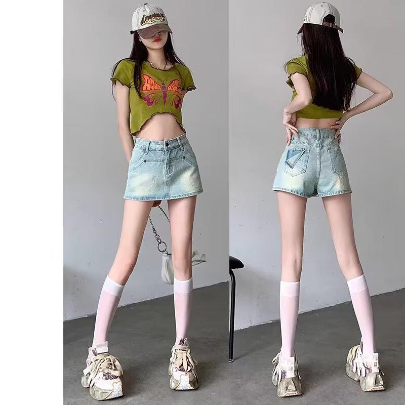 

2026 Japanese Style Girls Summer Light Wash Denim Skirt - Trendy & Versatile Large