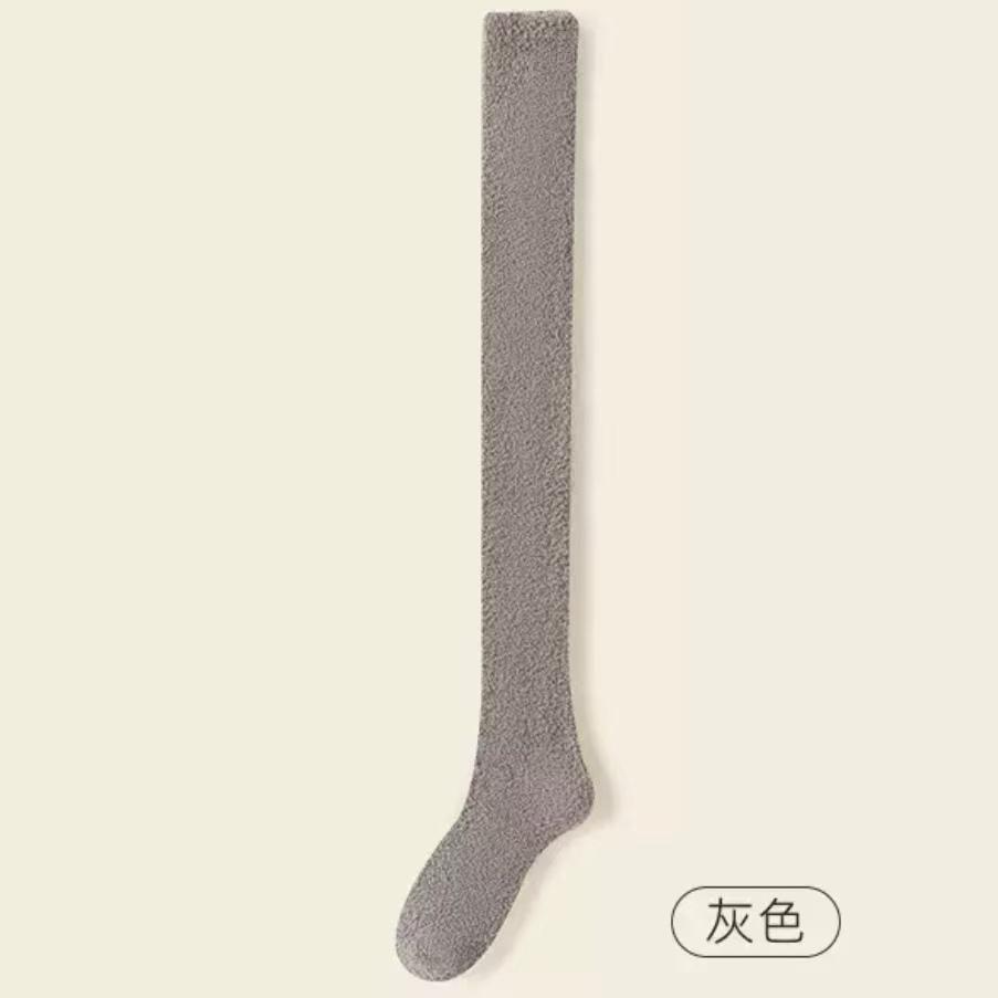 

Зимние теплые носки выше колена из кораллового флиса для женщин, плюшевые носки для сна дома, длинные носки Jk Solid Soft Thigh High Fun Sock 35-40