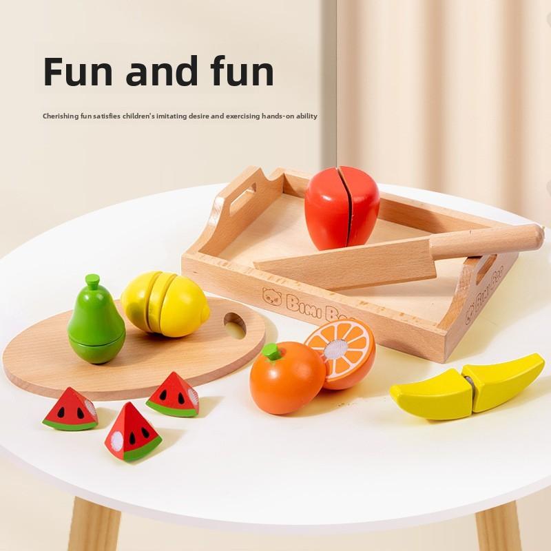Wooden Vegetable Fruit Playset Kids Magnetic Cutting Hand Eye Coordination