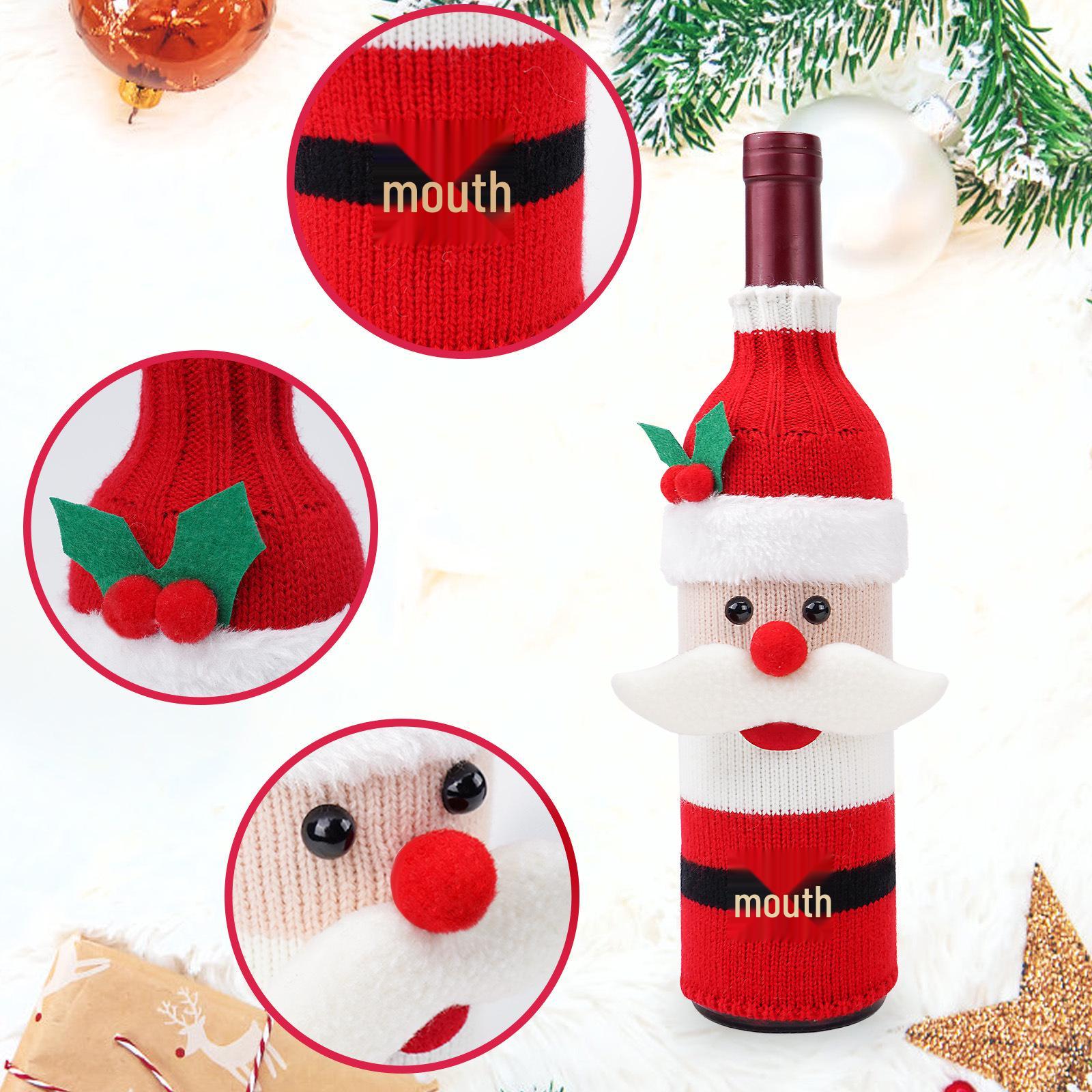 

Knitted Christmas Wine Bottle Covers – Santa & Snowman Holiday Decorations