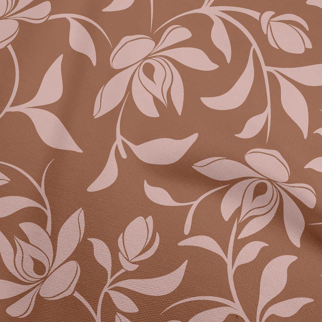 oneOone Cotton Flex Dark Rose Brown Fabric Floral Magnolia Diy Clothing Quilting Fabric Print Fabric By Yard 40 Inch