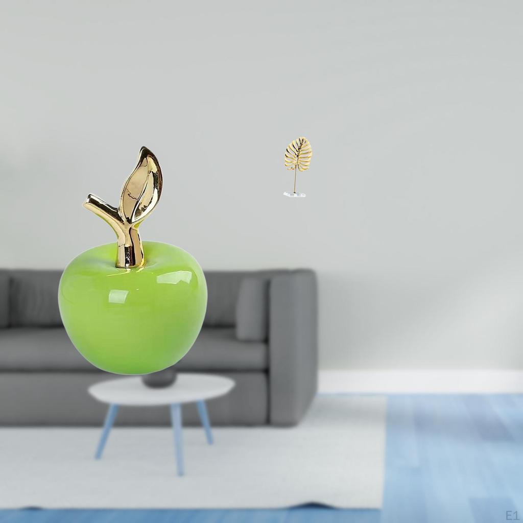 Ceramic Fruit Sculpture with Metal Ornament Abstract Artwork for Home Cafe Study Room Bookshelf Bar
