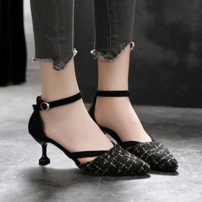 Pointed High Heels One-piece Buckle Color Matching Stiletto Shoes Commuter Sandals