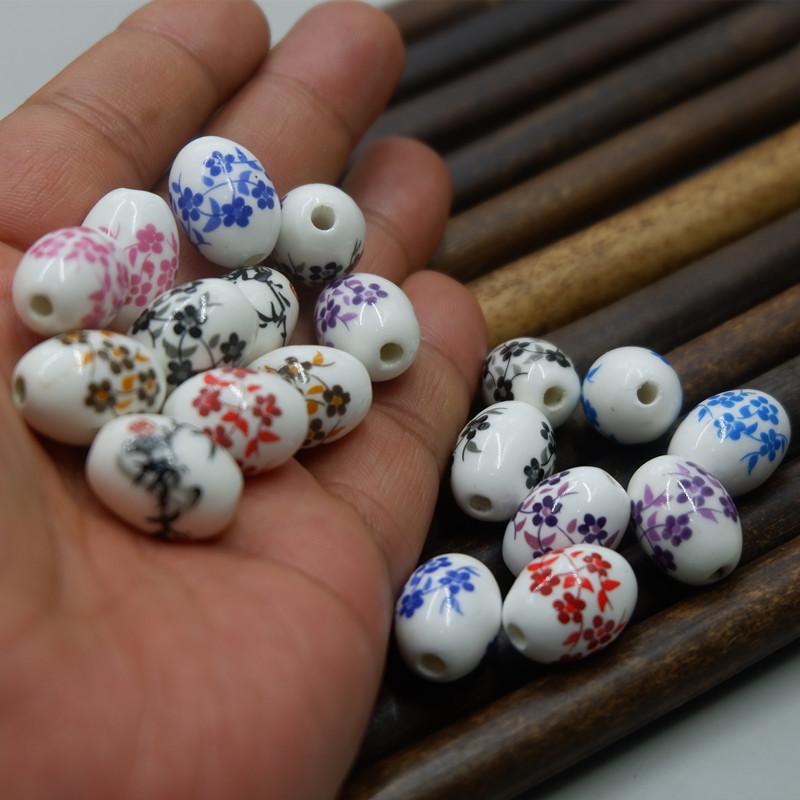 13 * 18 Loose Beads Ceramic Oval Beads, Jingdezhen Ceramic Beads Diy Ceramic Beads Chinese Knot Accessories Material