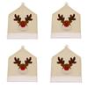 Dining Chair Cover Xmas Chair Cover Embroid Elk Chair Back Covers  Christmas Decorative