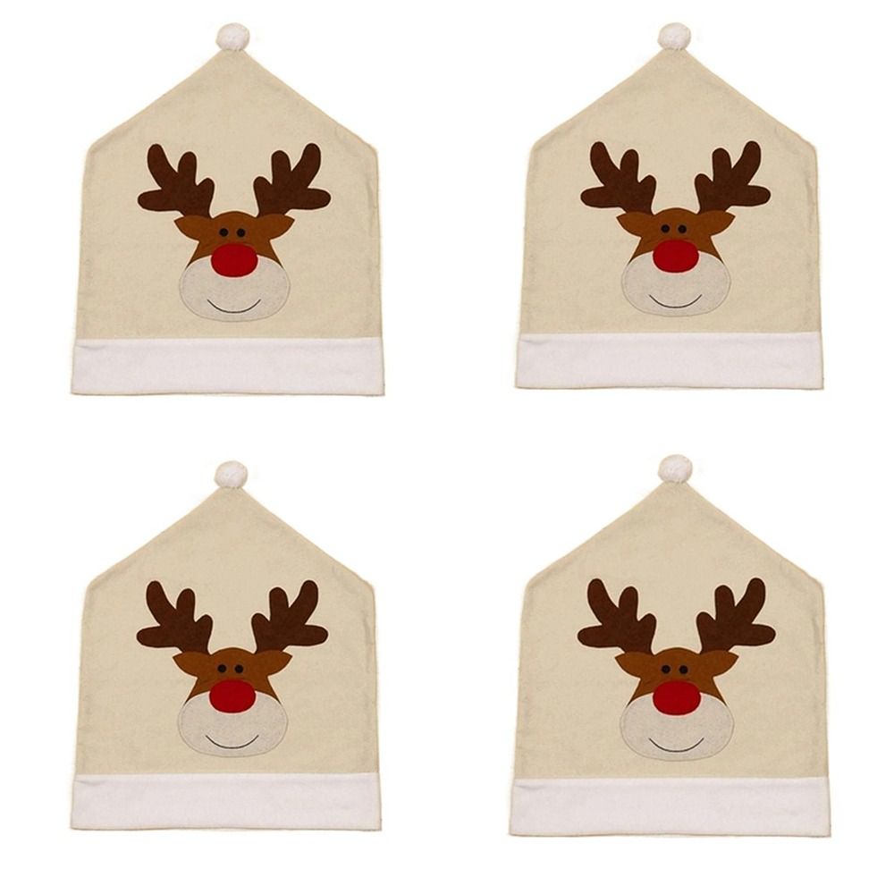 Dining Chair Cover Xmas Chair Cover Embroid Elk Chair Back Covers  Christmas Decorative