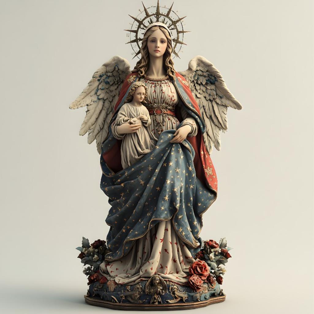 Exquisite 2D Flat Winged Child Ornament with Star & Floral Patterns, Artistic Decor for Tea Room, Countertop and Living Room Side Table