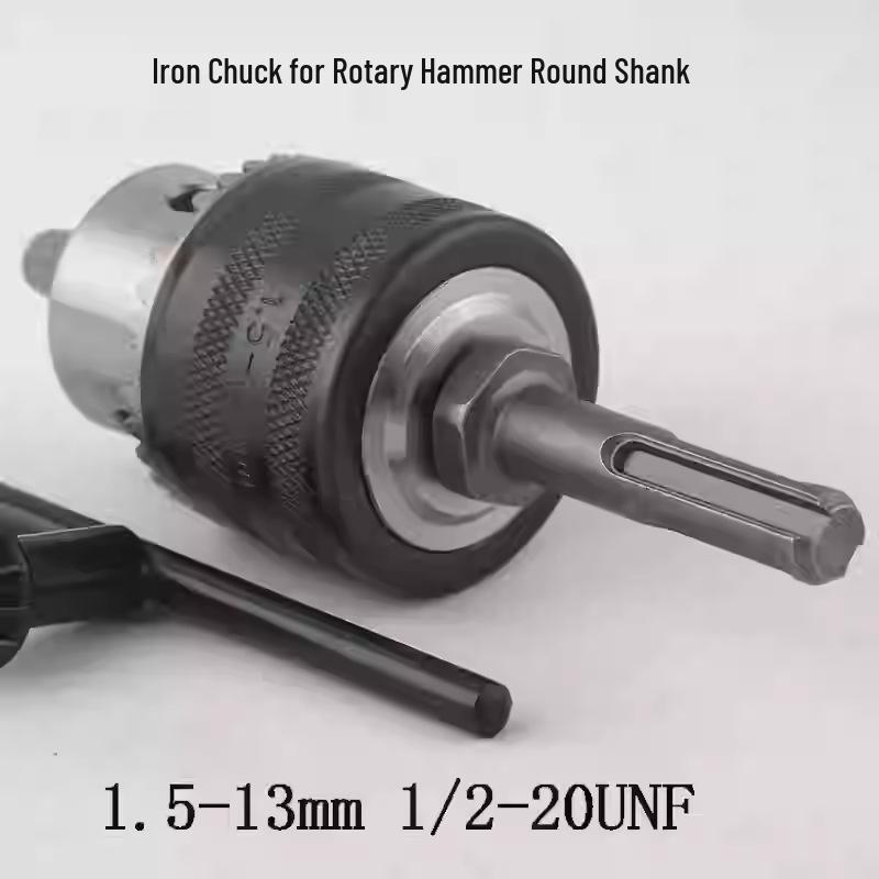 Electric Drill Power Tool Accessory: Hand-Tightened Locking Chuck with Round & Square Shank Compatibility