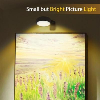 3Pcs Battery Operated Picture Light, Magnetic Led Painting Light with Remote Dimmable Adjustable Color Temperature