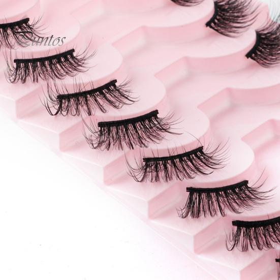 Handmade 10 Pairs Half Fake Lashes Natural Curl Wispy Thick 3D Effect Removable Extension Simulated Eyelash Planting Reusable Women Artificial