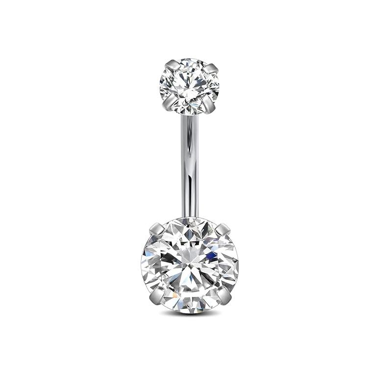 14G Stainless Steel Heart Dangled Belly Button Rings Belly Piercing Nombril for Women Girls Pink Zircon Crystal Sexy Navel Ring
